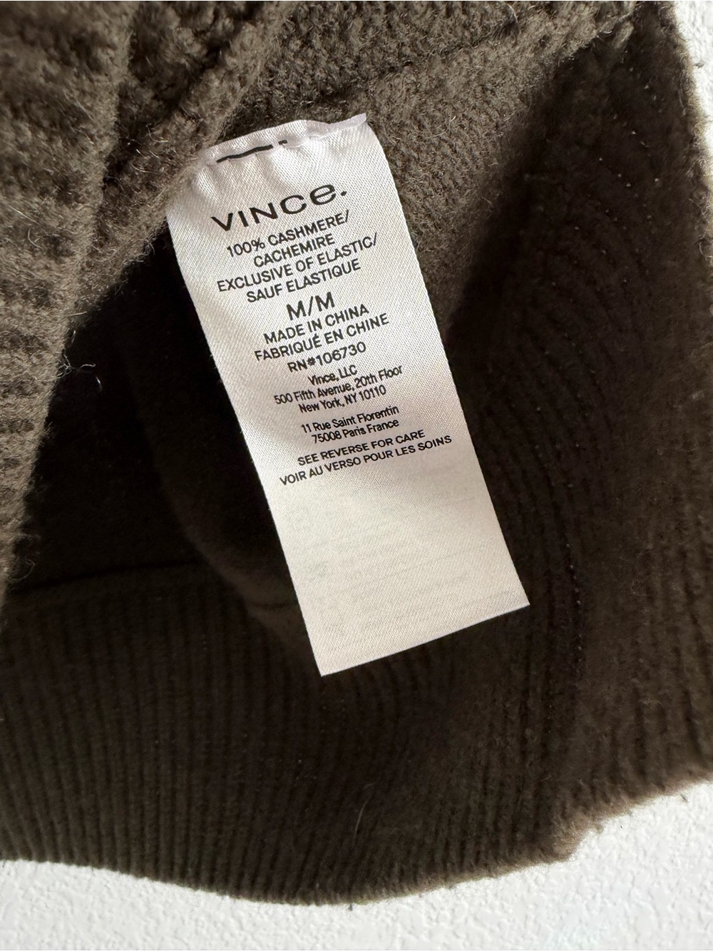 VINCE Cashmere Turtleneck Sweater Green funnel mock neck Medium - Picture 4 of 7